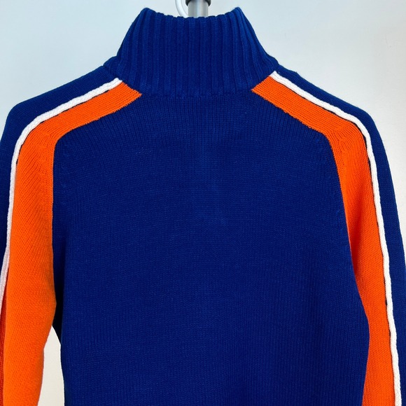 NHL Edmonton Oilers Womens Quarter Zip Pullover Sweater Blue Orange Knit Sz S - Picture 7 of 12